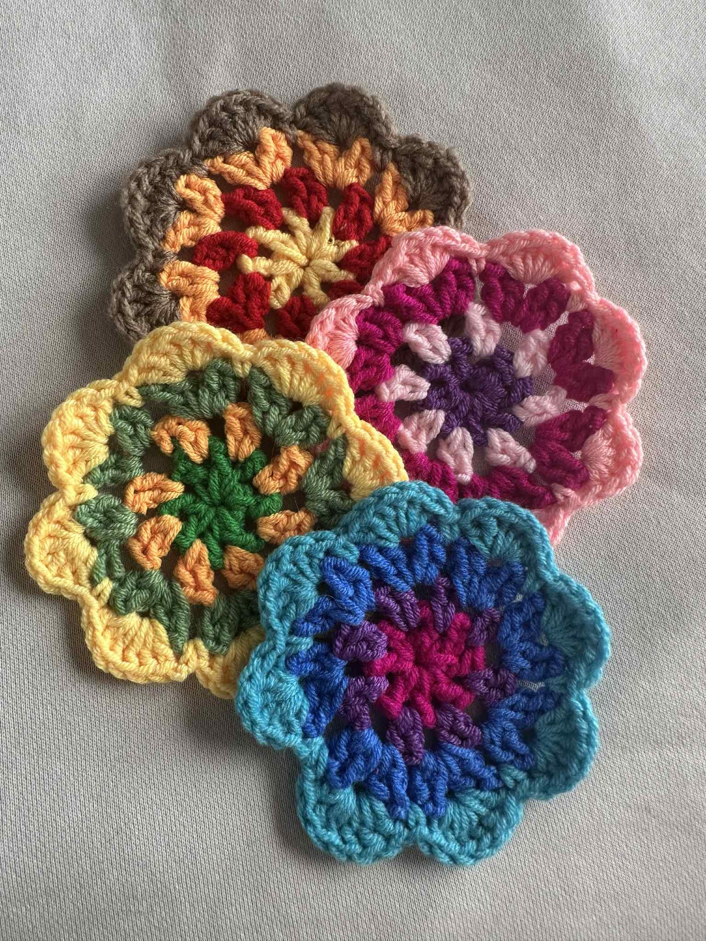 Crochet Flower Coasters (Set of 1) - Handmade by Ferrol Creates